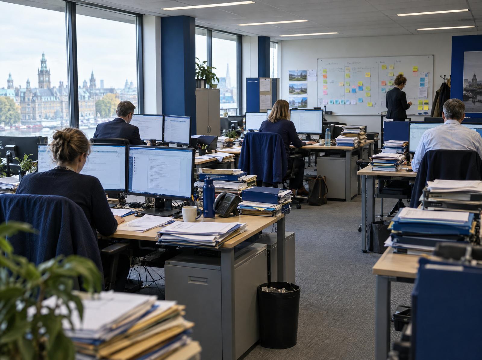 Drukke werkvloer van een overheidsorganisatie